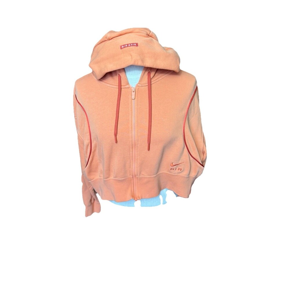 Nike Air Full-zip Cropped Peach Athletic Hoodie Womens Medium (Dq6579) EUC - Picture 1 of 8